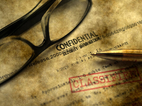 Close up of classified document top secret