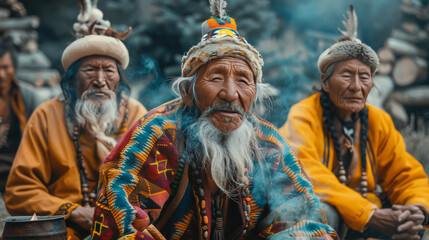 A diverse group of people living a nomadic lifestyle are captured in a chaotic scene in this image, with no one person standing out. - obrazy, fototapety, plakaty