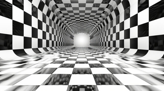 The image depicts an optical illusion with depth and chaos, captivating the viewer with its mesmerizing patterns and colors.