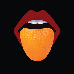 shirt print design illustration minimal art orange peel texture on tongue graphics fabric