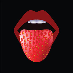 shirt print design illustration minimal art strawberry peel texture on tongue graphics fabric