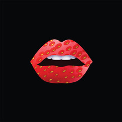 shirt print design illustration minimal art strawberry peel texture on lips graphics fabric