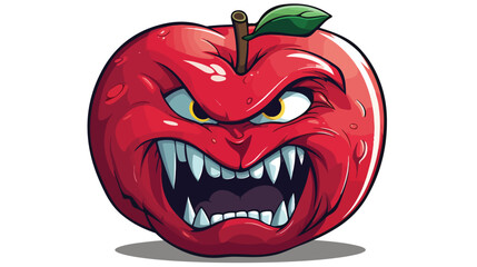 A wrathful apple with its shiny red skin contorted - obrazy, fototapety, plakaty