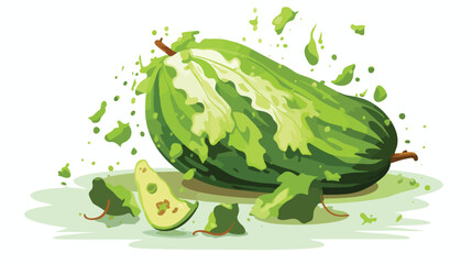 A wrathful chayote with its green skin furrowed and - obrazy, fototapety, plakaty