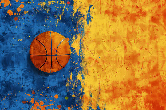Basketball Background Blue and Gold Yellow Texture Paint Urban Grunge