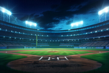 Baseball Stadium at Night Low Angle Sky Lights