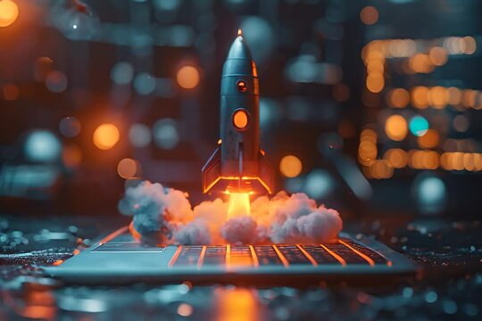 Rocket Launching on Top of a Laptop