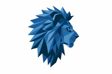 Majestic leo zodiac sign glowing in blue on white background, detailed vector illustration