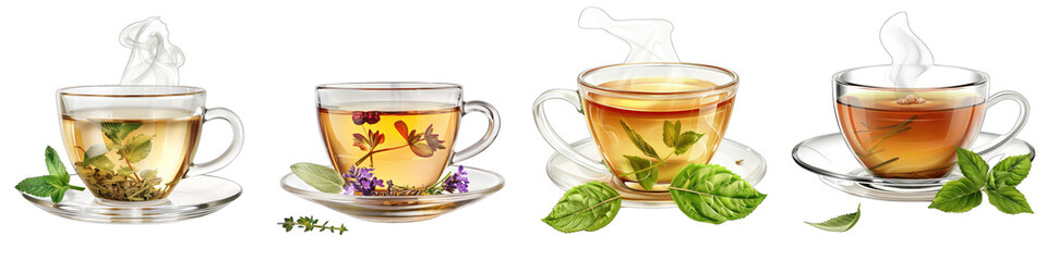 Herbal tea cup with steam rising Hyperrealistic Highly Detailed Isolated On Transparent Background Png File