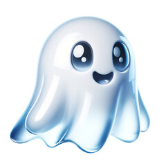 Cute Ghost Character with a Friendly Smile isolated