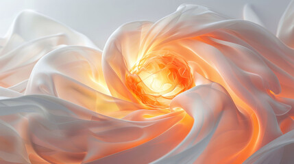 Abstract floral vortex with glowing center, evoking themes of energy and natural beauty. - obrazy, fototapety, plakaty