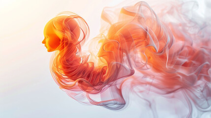  Artistic rendering of a human fetus encased in swirls of smoky vapor, denoting the essence of new life.