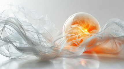  Ethereal artwork of a human embryo enveloped in wispy smoke-like strands, suggesting life's fragility.