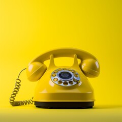 Retro Talk: Vintage Yellow Telephone on Matching Color Background