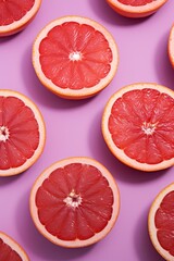Grapefruit Galore: Vibrant Citrus Slices on Lavender Background