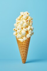 Popcorn Cone: A Creative Twist on Snacking Against Blue Backdrop