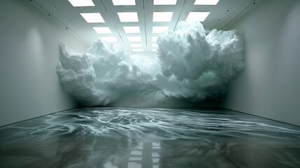 A storm inside a museum, art concept. 