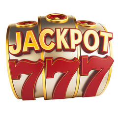 Slot machine with red sevens. Jackpot. Lucky seven 777. GOLD slot machine for casino games. Ai generated. Colorful PNG illustration.