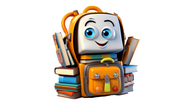 A small backpack with a whimsical face on top, ready for adventure