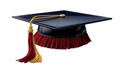 A graduation cap adorned with a tassel hangs gracefully in the air