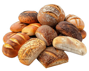 A photo of bread pile isolated on white