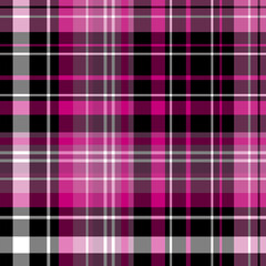 Seamless pattern in comfortable black, white and bright pink colors for plaid, fabric, textile, clothes, tablecloth and other things. Vector image.