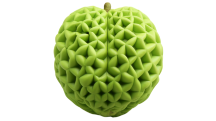 A vibrant green apple featuring an intricate pattern