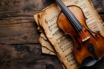 Beautiful violin on sheet music - 760884274