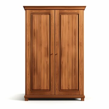 Vintage and Classic Wooden Wardrobe Isolated on White. Generative ai