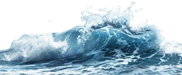Water, blue water surface with wave isolated on a white background. Sea water surface cut out