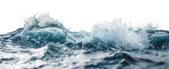 Water, blue water surface with wave isolated on a white background. Sea water surface cut out