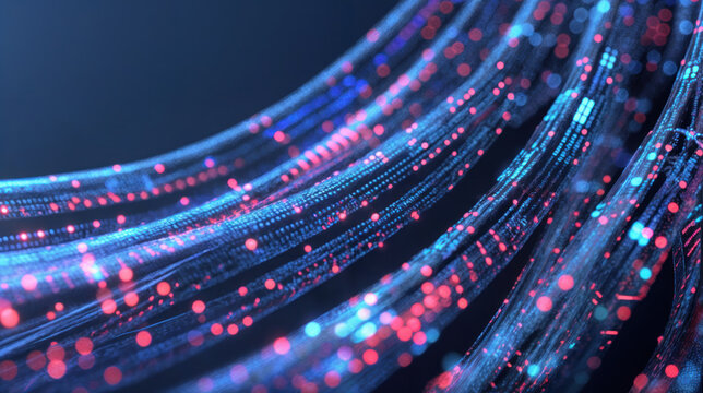 Empowering connectivity. Data cables transferring network information, enabling seamless communication and innovation in a futuristic tech environment