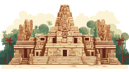 Ancient Mayan temple with intricate carvings and sa - obrazy, fototapety, plakaty