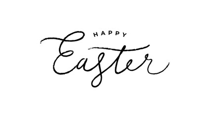 Happy Easter day calligraphy and brush pen lettering. Hand drawn holiday ink illustration. Isolated on white. Design for greeting card text, invitation, poster. Modern style typography background. - obrazy, fototapety, plakaty