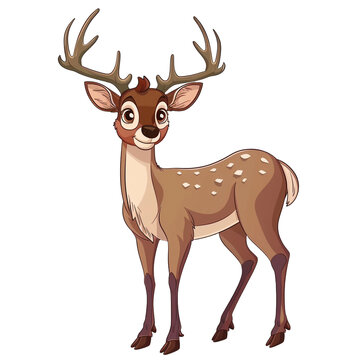 deer with a nose cartoon  illustration isolated on transparent background - Generative AI