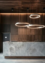 Luxurious Hotel Lobby Reception with Elegant Lighting. Generative ai