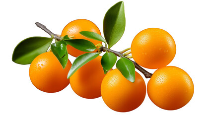 Cluster of oranges hanging gracefully from a tree branch