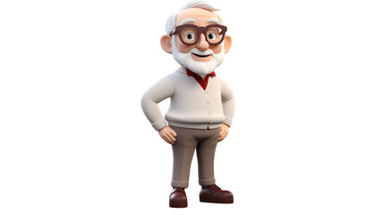 A whimsical cartoon character with glasses and a beard, exuding wisdom and charm