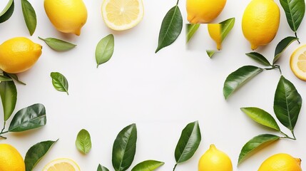 lemon isolated on white background with copy space for your text. Flat lay, top view ,generative ai, - obrazy, fototapety, plakaty