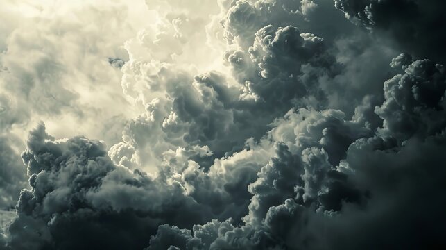 Beautiful, dramatic clouds and sky. Image has grain texture seen at its maximum size