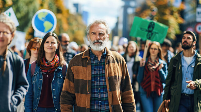 Climate Activists Marching Together, news, illustration, image, article, newspaper