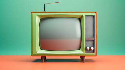 antique television set on a color background, mockup