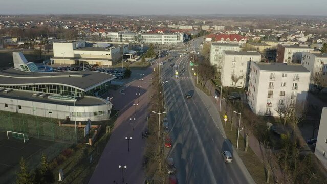 Beautiful Downtown Centrum Opoczno Aerial View Poland