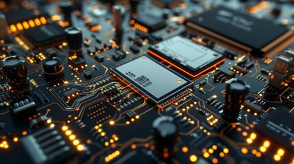 microcircuit Electronic circuit board close up.