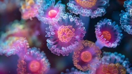 Fototapeta na wymiar Vibrant Coral Polyps Underwater