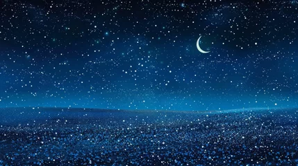Fotobehang Tranquil night sky with crescent moon and stars, symbolizing the spiritual significance of ramadan. © Ilja