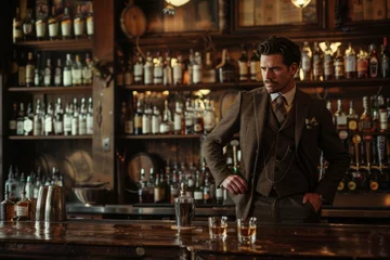 Foto op Canvas man in bar alcohol drinking © Андрей Трубицын