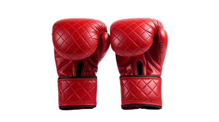 Two bright red boxing gloves resting on a clean white background