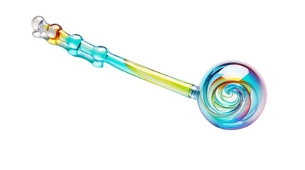 A glass pipe with a colorful swirl design on it