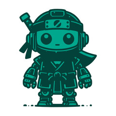 cartoon ninja shinobi mecha robot vector illustration